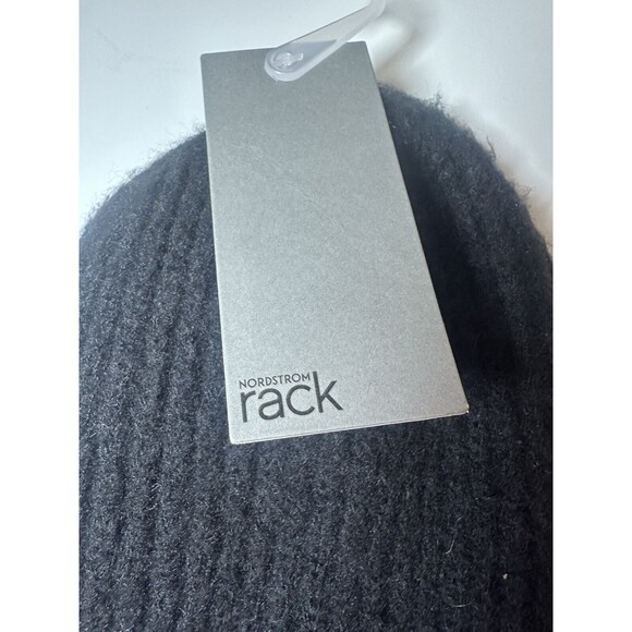 Nordstrom Rack Black Beanie Silver Detailing Women's One Size NWT - Picture 3 of 4